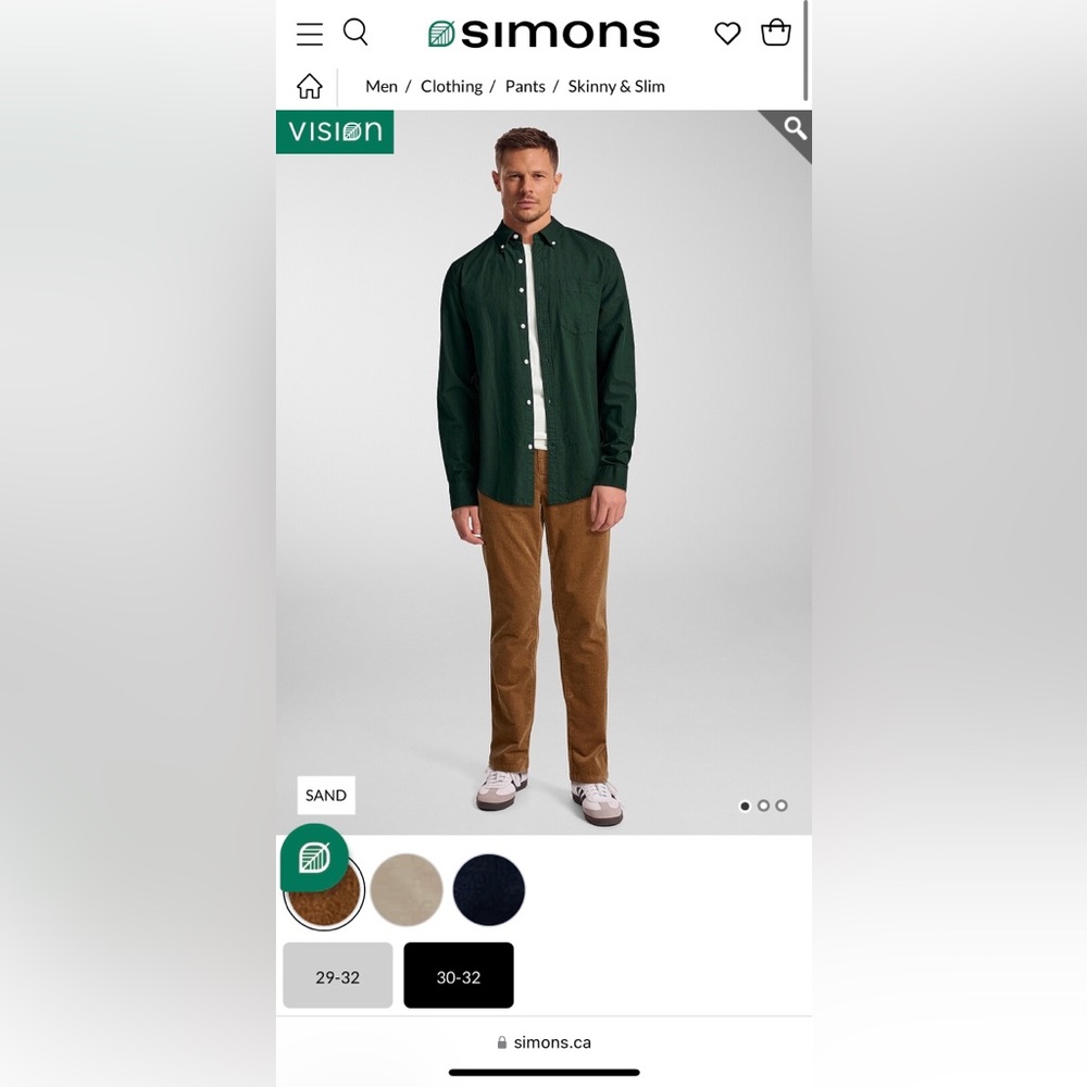 men’s simons slim curduroy pants